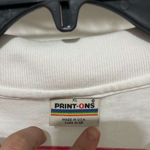 10/10 Spotless 80’s Vintage “CBS Sports” Golf Shirt White/Red stripes Sz XL-L - Picture 3 of 7